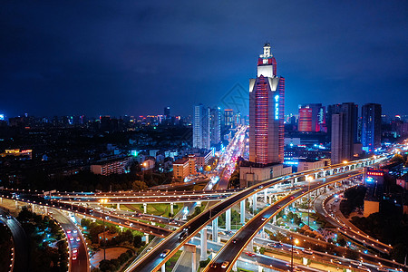 合肥地标建筑夜景航拍图片