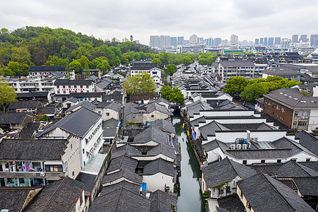 创意航拍绍兴仓桥直街背景