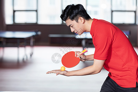 打乒乓球的青年男性图片