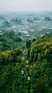 锁屏界面竖拍竖屏桂林风景缆车索道锁屏壁纸背景