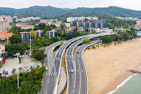 公路设计航拍厦门白城路段演武大桥分流背景