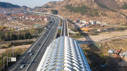 铁路公路青岛城市交通轻轨站背景