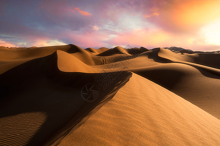毛巾纹理沙漠夕阳风景背景
