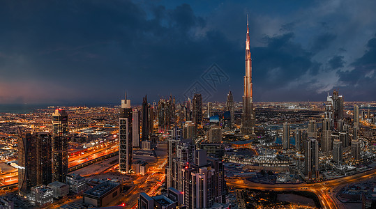 迪拜城市夜景建筑高清图片素材