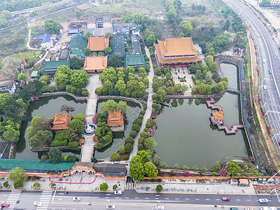 航拍湖南长沙开福寺背景