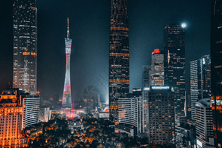 商务banner广州地标广州塔灯光秀夜景摄影图片背景