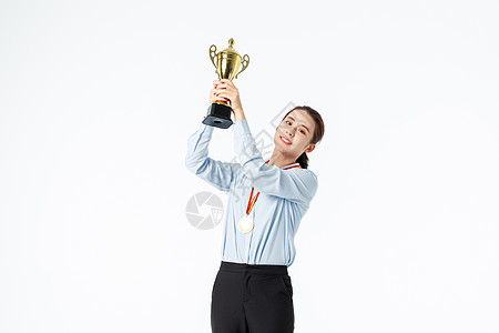 青年商务女性获奖欢呼高清图片