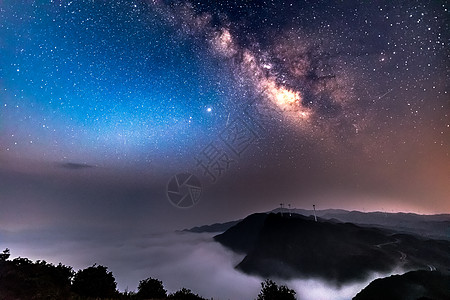 贵州乌蒙大草原星空云海背景