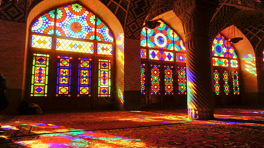 粉红彩棠花边框伊朗粉红清真寺背景