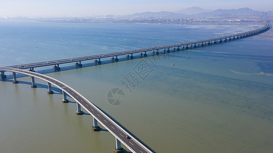 胶州湾大桥青岛胶州湾跨海大桥航拍背景