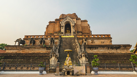 查龙寺泰国清迈地标契迪龙寺背景