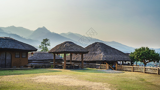 泰国拜县泰国北部拜县山地山村背景