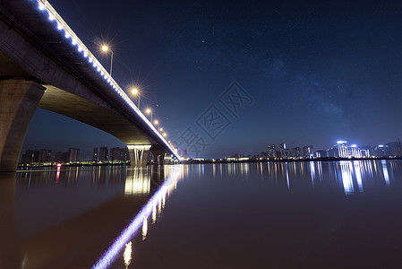 长沙湘江湘府路大桥星空夜景高清图片