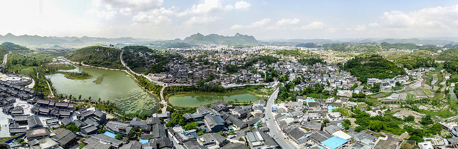 古镇鸟瞰贵州青岩古镇航拍全景背景