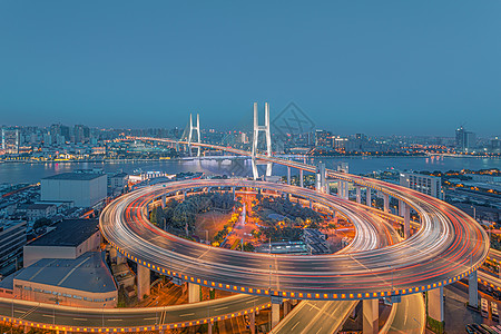 卡通城市道路南浦大桥灯光夜景风光背景