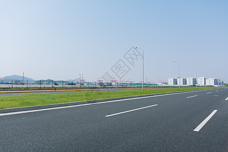 上海话港特简洁的港口道路背景