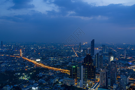 美丽夜景泰国首都曼谷天使之城天际线航拍图片
