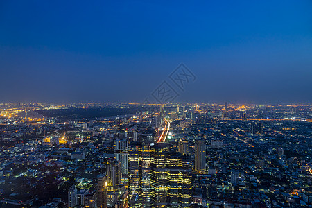 美丽夜景泰国首都曼谷天使之城天际线航拍高清图片