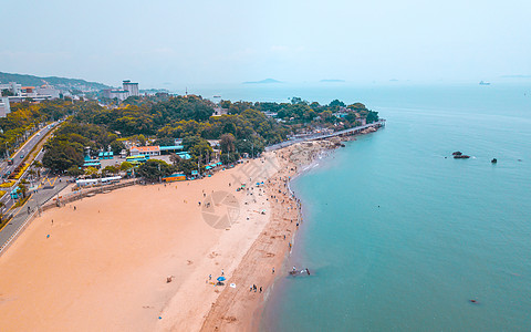 厦门大海航拍厦门白沙滩背景