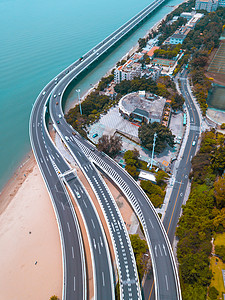 海边马路航拍厦门环岛公路背景