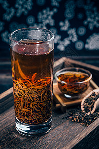 茶叶摄影珍红茶叶泡茶中国风摆设图片