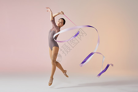 运动舞蹈艺术体操带操动作展示背景