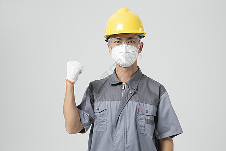 抗疫劳动工人戴口罩复工加油背景图片