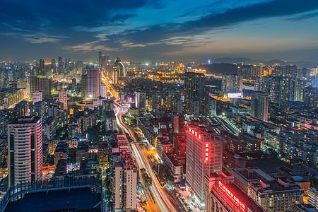 厦门莲坂城市道路车流夜景高清图片