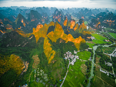 广西山水广西崇左晚霞背景