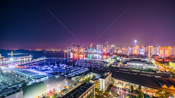 青岛城市海港港口夜景图片