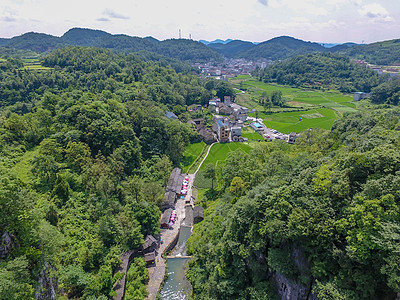 大坝风光航拍乡村田园风光背景