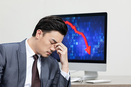 睡眠曲线商务男性遭遇股市熔断危机背景