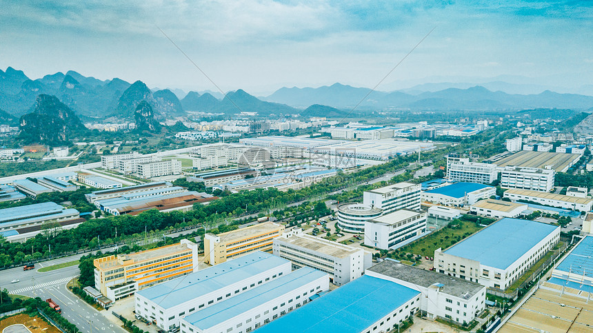 航拍工业厂房厂区厂棚经济开发区