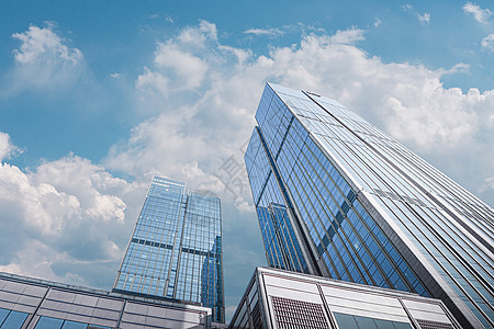 上海高档商务楼建筑蓝天白云高清图片素材