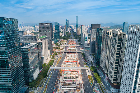 深圳福田区深南大道地铁施工高清图片