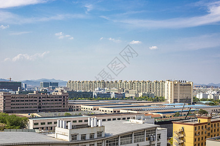 大楼远景城市美景中的蓝天白云背景