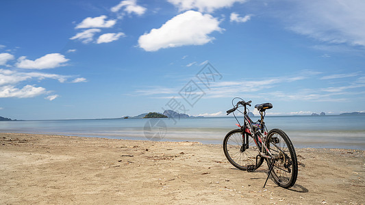 海滩大海自行车背景图片