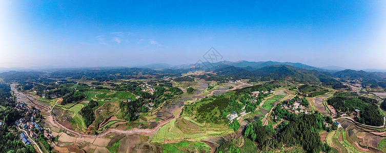 航拍湖南湘西田园乡村全景图片