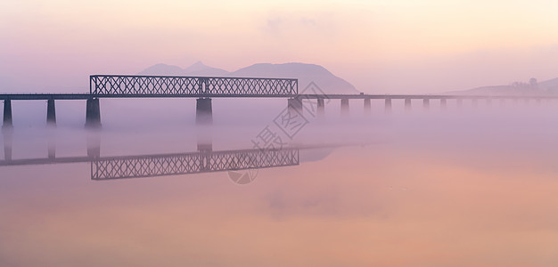 河口风光鸭绿江大桥背景