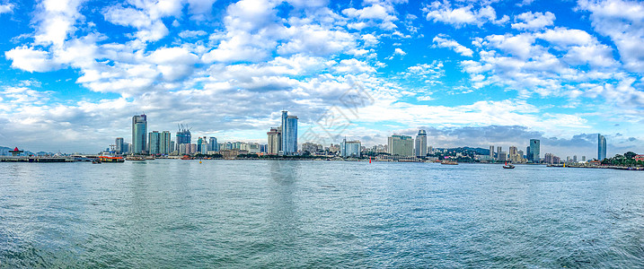 鼓浪屿码头厦门城市风光全景视角背景