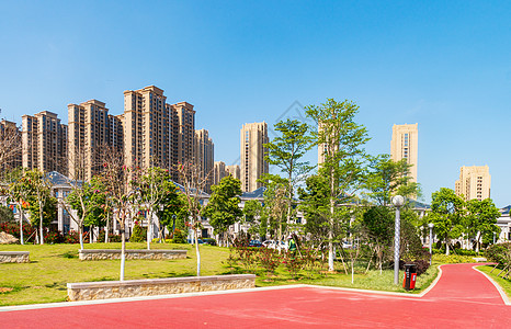 小区散步步道背景图片