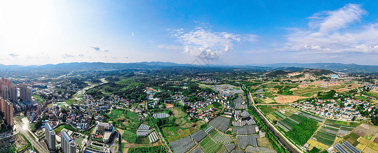 航拍湖南乡村田园风光全景图图片