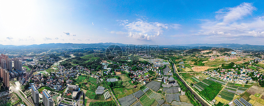 航拍湖南乡村田园风光全景图图片