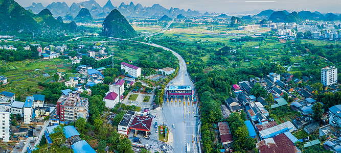 高速公路收费站全景风光航拍背景