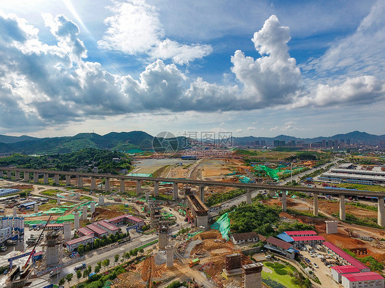 航拍怀化城市建设施工现场图片