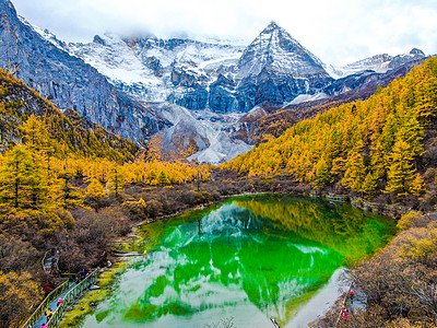 甘孜州稻城亚丁风景稻城亚丁珍珠海航拍背景