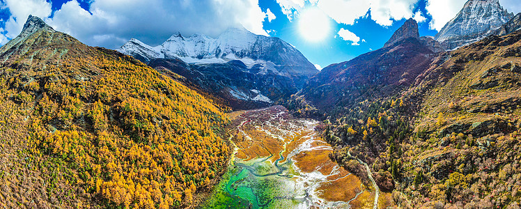 稻城白塔稻城亚丁风景区航拍背景