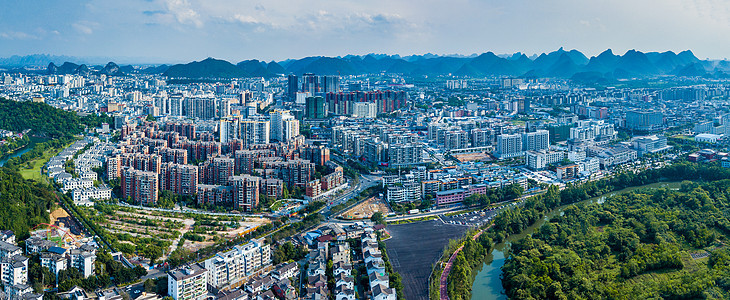 全景航拍城市建筑群楼盘物业交通图片