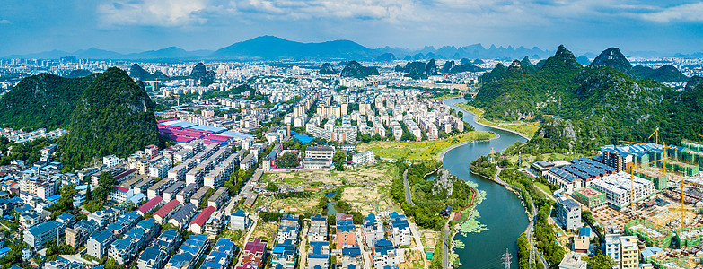 全景航拍城市风景建筑群天际线背景图片