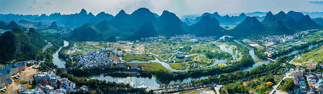 桂林桃花湾旅游项目建设中全景航拍图片